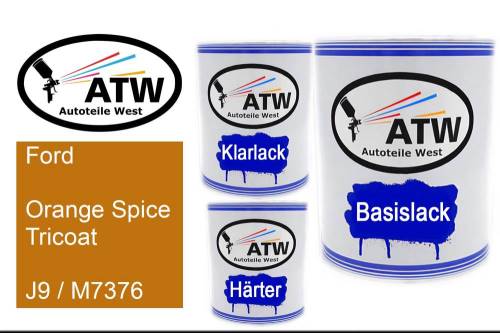 Ford, Orange Spice Tricoat, J9 / M7376: 1L Lackdose + 1L Klarlack + 500ml Härter - Set, von ATW Autoteile West.